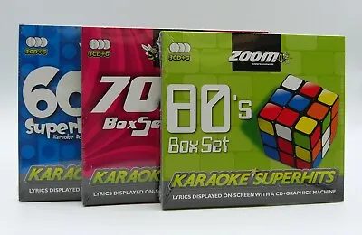 Zoom Karaoke CD+G - 60s 70s 80s Superhits - Three Triple CD+G Karaoke Disc Packs • £19.95