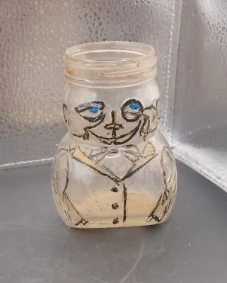 Vintage Monocle Man Smalll Painted Glass Tipped Bottom Bottle No Lid • $9.74