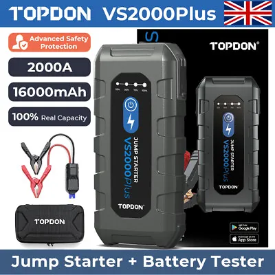 TOPDON VS2000+ Car Jump Starter Pack Booster Battery Charger Power Bank 2000A UK • £109