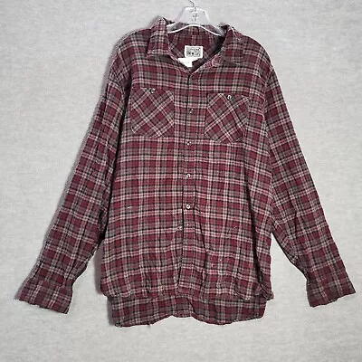 VINTAGE Converse One Star Men Button Up Shirt XL Red Plaid Flannel READ • $18.31