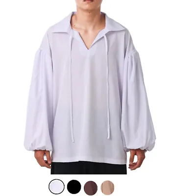 Medieval Shirt Renaissance Men's Shirt  Pirate Shirt Tops Halloween LARP Costume • £20.39