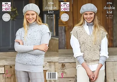 King Cole DK Knitting Pattern - 5796 Ladies Round & V Neck Tanks • £4.65