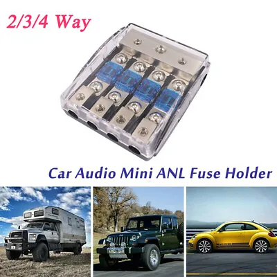2/3/4 Way Mini ANL Blade Fuse Holder 0 4 8 Gauge Stereo Audio Distribution Block • $10.45