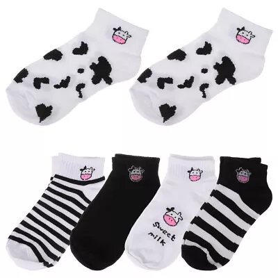  5 Pairs Black And White Cow Socks Spring Gifts For Men Summer • £7.48