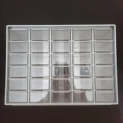 CLEAN Vintage AKRO MILS 30 Drawer Storage Cabinet Blue Plastic 10-330 USA • $54