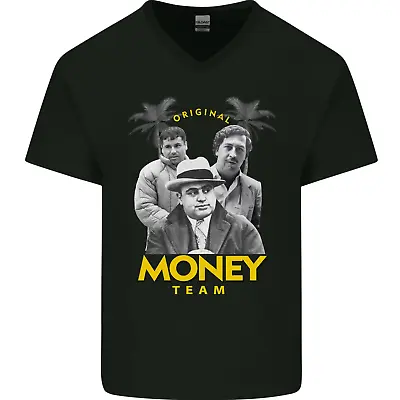 Money Team Pablo Escobar El Chapo Al Capone Mens V-Neck Cotton T-Shirt • $22.04