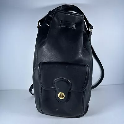 Vintage Coach 9992 Black Leather Sling Backpack • $225