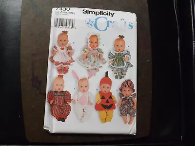 Simplicity Pattern 7430 Doll Clothes For 13 -16  Dress Costume Bonnet Baby Alive • $7.99