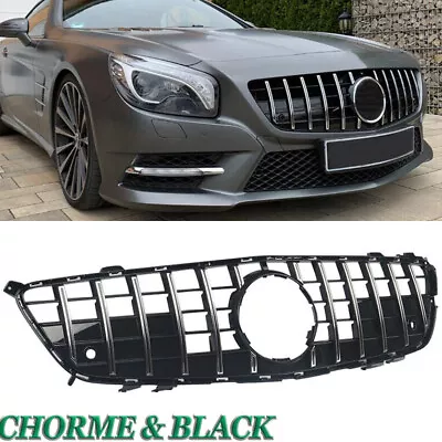 For Benz R231 SL500 SL550 2012-2016 Chrome+Black Panamericana Front Grille Grill • $148.10