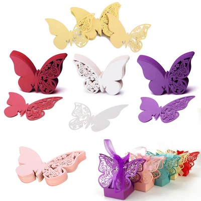 £6.05 • Buy 50pcs Wedding Table Place Name Cards Butterfly Elegant Design Party Decor