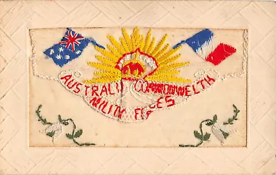 Postcard Military Wwi Silks Australian Commonwealth Military Forces French Flag • £9.90