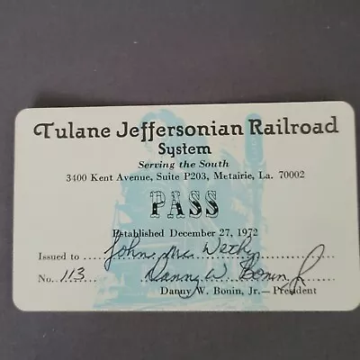 Model Railroad Club Train Pass Ticket Louisiana Single Card Vintage 1980s • $2.99