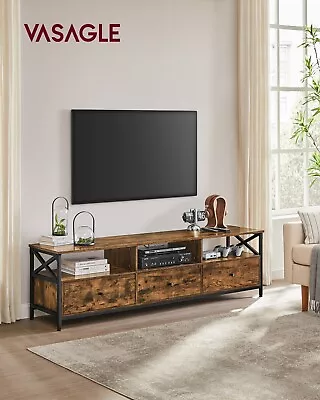 TV Cabinet TV Unit 80-Inch TV Storage Shelves Rustic Brown And Black LTV302B01 • £139.99