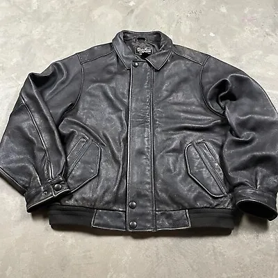 Vintage Eddie Bauer Leather Jacket Distressed Bomber Men’s XL Biker Faded • $124.99