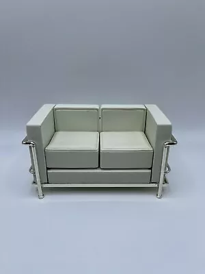 1:12 Scale White Le Corbusier Sofa- Miniature MCM Mid Century Mod Mini Couch • $77