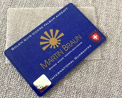 Martin Braun Watch 2 Year International Guarantee Warranty Card BLANK UNFILLED • $189.05