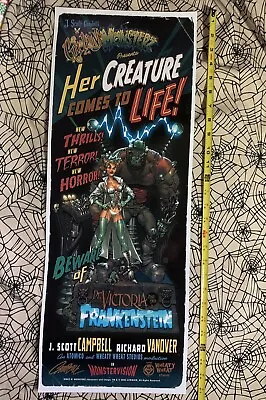 Girlz N Monsterz J. Scott Campbell 27”x 10” 2-Sided Art Poster 2003 Monster • $50