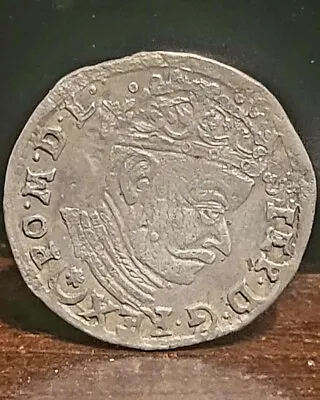 Poland 1583 Silver 3 Grosze Stefan  Batory. 2.3 Grams 20mm • $89.99