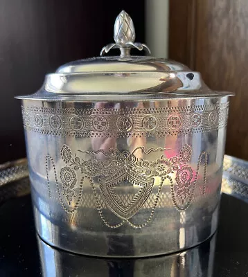 Vintage Metal Ornate Silver Engraved Tea Box Made In India • $19.99