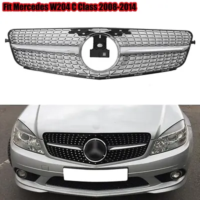 Diamond Front Grille Chrome Grill For Mercedes C-Class W204 Sedan 2008-2014 C300 • $50.86
