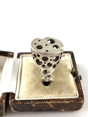 Vintage Silver Rings With Holes Hallmarked London Moon Rock Small Size K • £45