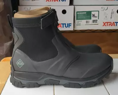 Muck Boots Men's Waterproof Apex Mid Zip Black/Grey Ankle Boots - Size 12 SU OG • $64.99
