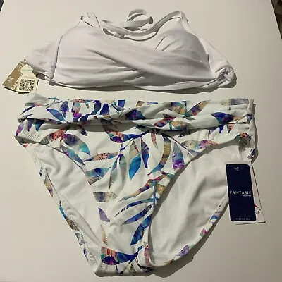 New Ladies Fantasie Calzedonia White Padded Bikini Swimwear Set Size L • £30