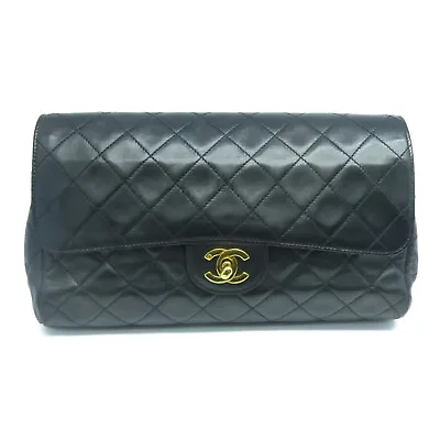 CHANEL Quilted CC GHW Vintage Clutch Lambskin Leather Black • $2332