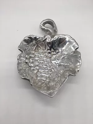 Metal Aluminum Trinket Dish Grapes And Leaf Harvest Themed • $8