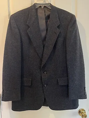 VTG 40L Hart Schaffner Marx Gray Windowpane Tweed Wool Sport Coat Blazer Jacket • $20