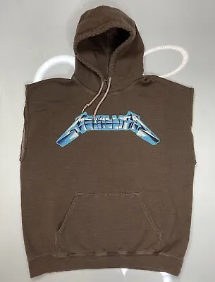 Metallica Pullover Hoodie Men Medium Brown Sleeveless Band Music • $19.95