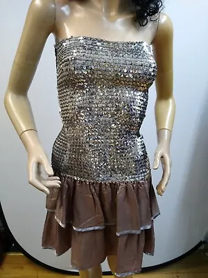 Vintage 1980s Silver Boob Tube And Ra Ra Dress • £35