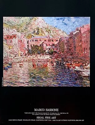 1988 MARCO SASSONE Vernazza Rosa Italy Segal Fine Art Exhibit PRINT AD • $12.50