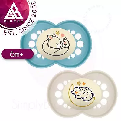 MAM Pure Night Soother│Glows In The Dark│BPA/BPS Free Materials│Blue│6m+│2Pk • $39.19