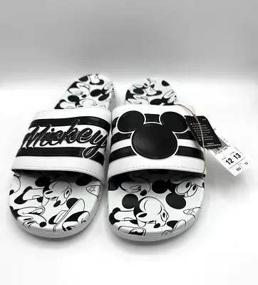 Adidas Disney Slides Mens 12 Mickey Limited Edition Adilette Sandals Black White • $39.99