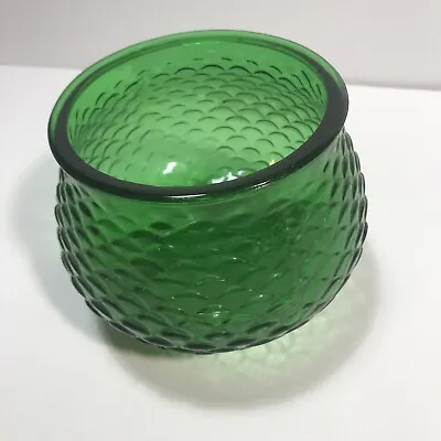 E O Brody Co Vase Bowl Glass Fish Scale Pattern Cleveland OH Emerald Green G100 • $5.95