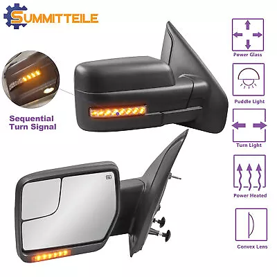 Pair Power Heated Tow Mirrors W/ Sequential Turn Signal For 2004-2014 Ford F150 • $110.79