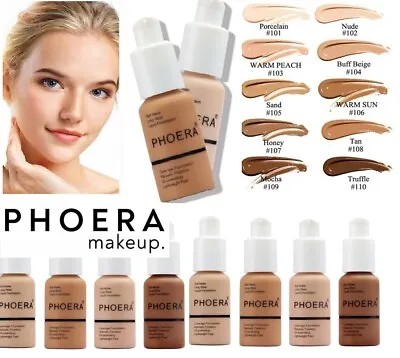 £5.50 • Buy PHOERA ® Liquid Matte Flawless Long Lasting Full Coverage Foundation Concealer