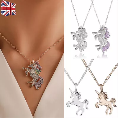 Women Ladies Unicorn Pendant Chain Necklace 925 Sterling Silver Jewellery GiftUK • £3.99