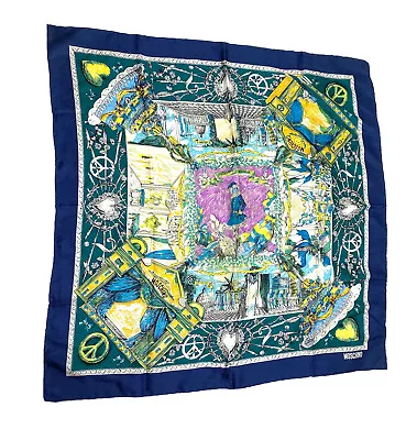 Moschino Vintage Silk Scarf Happy Easter History Art 34 In 85cm  • $28