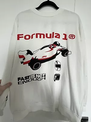 Formula 1 Graphic White Oversized Sweatshirt Size L • £5