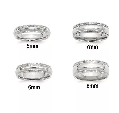 Solid Sterling Silver Comfort Fit Double Milgrain Wedding Bands 5mm 6mm 7mm 8mm • $59.50