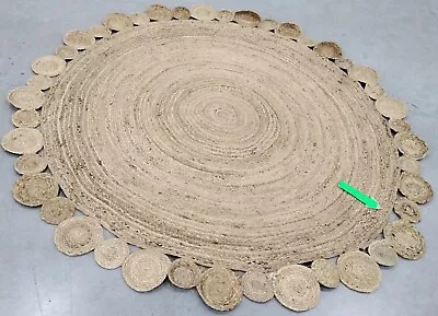 NATURAL 6' X 6' Round Broken Thread Rug Reduced Price 1172749894 NFB307A-6R • $66