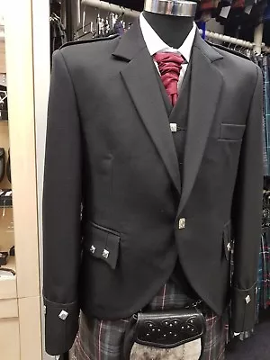 £150 • Buy NEW Black Argyle Argyll Men's SCOTTISH KILT JACKET AND WAISTCOAT SET 40R