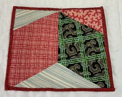 Vintage Antique Patchwork Quilt Table Topper Or Doll Quilt Diamonds Pink Green • $7.65