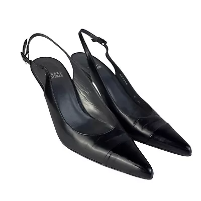 Vintage Stuart Weitzman Heels Womens Size 6M Black Slingback Cap Toe • $40