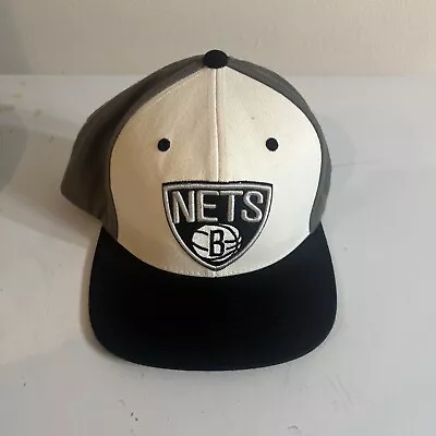 Brooklyn Nets Mitchell & Ness SnapBack Adjustable Hat Black/Gray W/ White Stars • $9.99