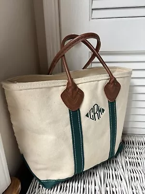 Vintage Ll Bean Tote Bag Zip Leather Handles • £31.37