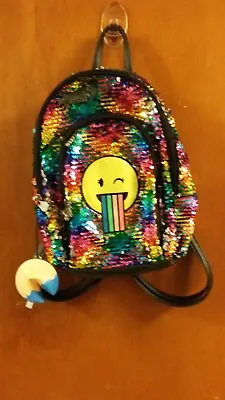 Justice Smiley Face Emoji Flip Sequins Small Backpack/Purse • $6