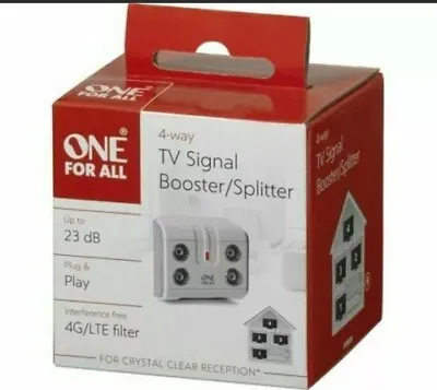 One For All SV9604 Four Way Digital Freeview TV / Radio Signal Booster Amplifier • £16.99